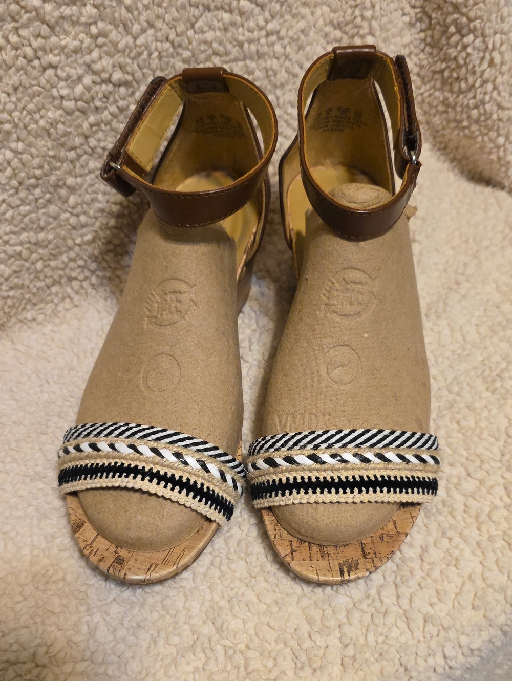 Naturalizer Cork Wedge Sandals Women's 8W Wide Brown Ankle Strap Comfort